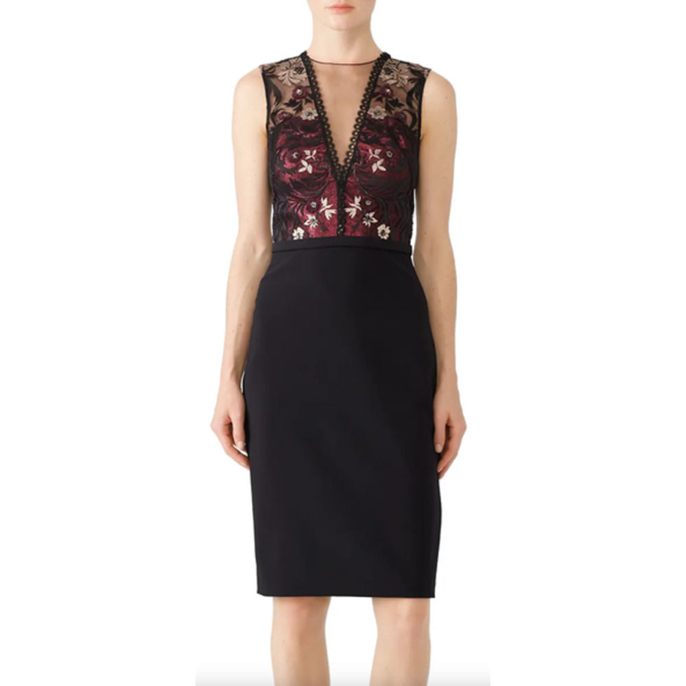 Theia Burgundy Midnight Dress Sheath Black 4